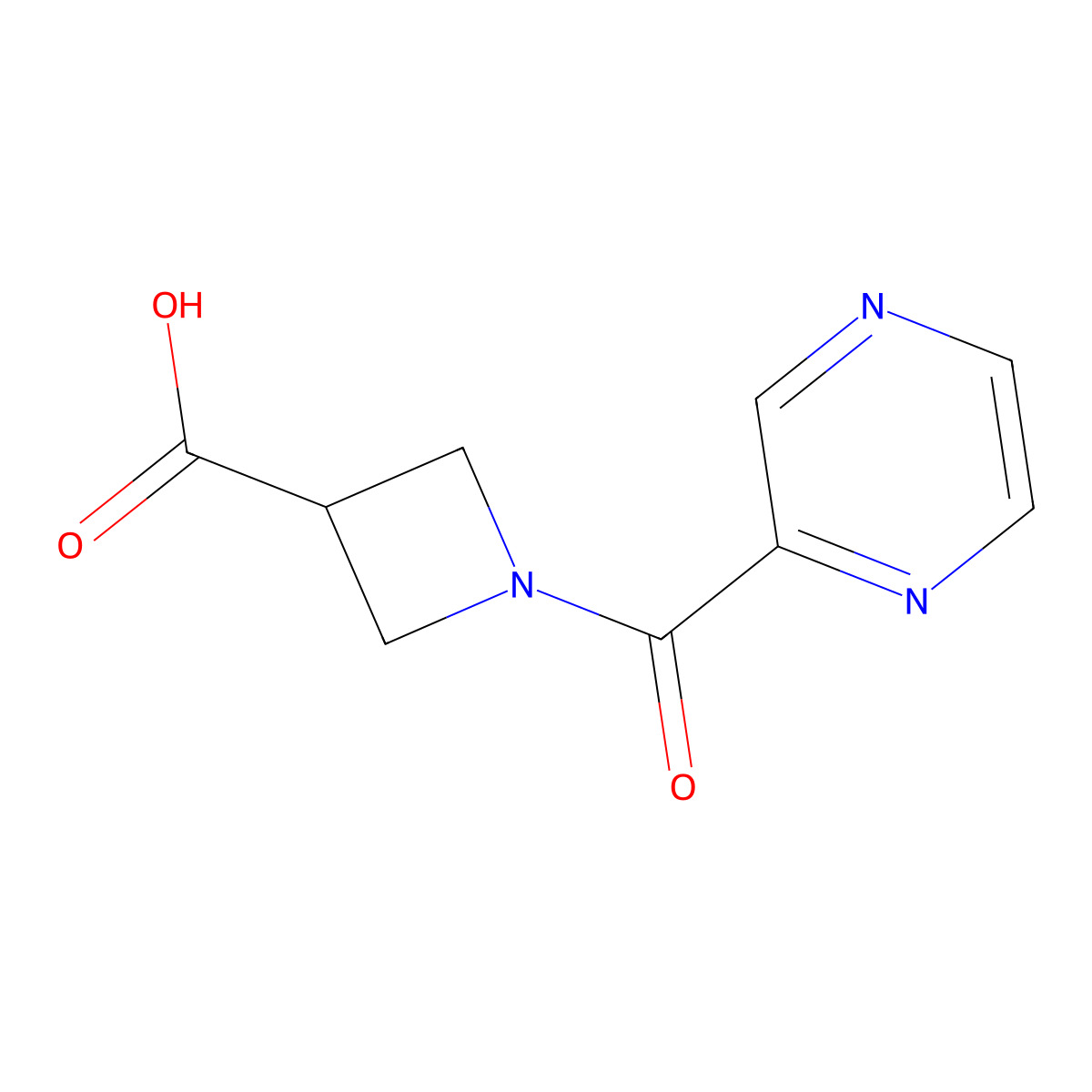 1-(Pyrazine-2-carbonyl)azetidine-3-carboxylic acid molecular structure, CAS 1350989-06-8