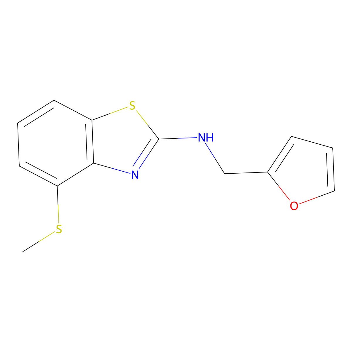 N-(2-furylmethyl)-4-(methylthio)-1,3-benzothiazol-2-amine molecular structure, CAS 1350989-12-6