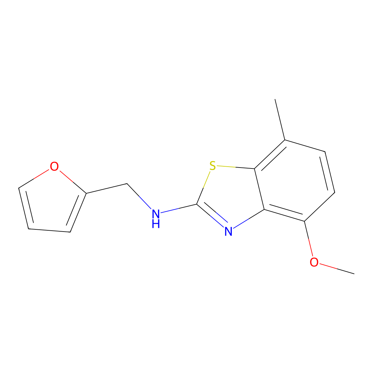 N-(2-furylmethyl)-4-methoxy-7-methyl-1,3-benzothiazol-2-amine molecular structure, CAS 1350989-14-8