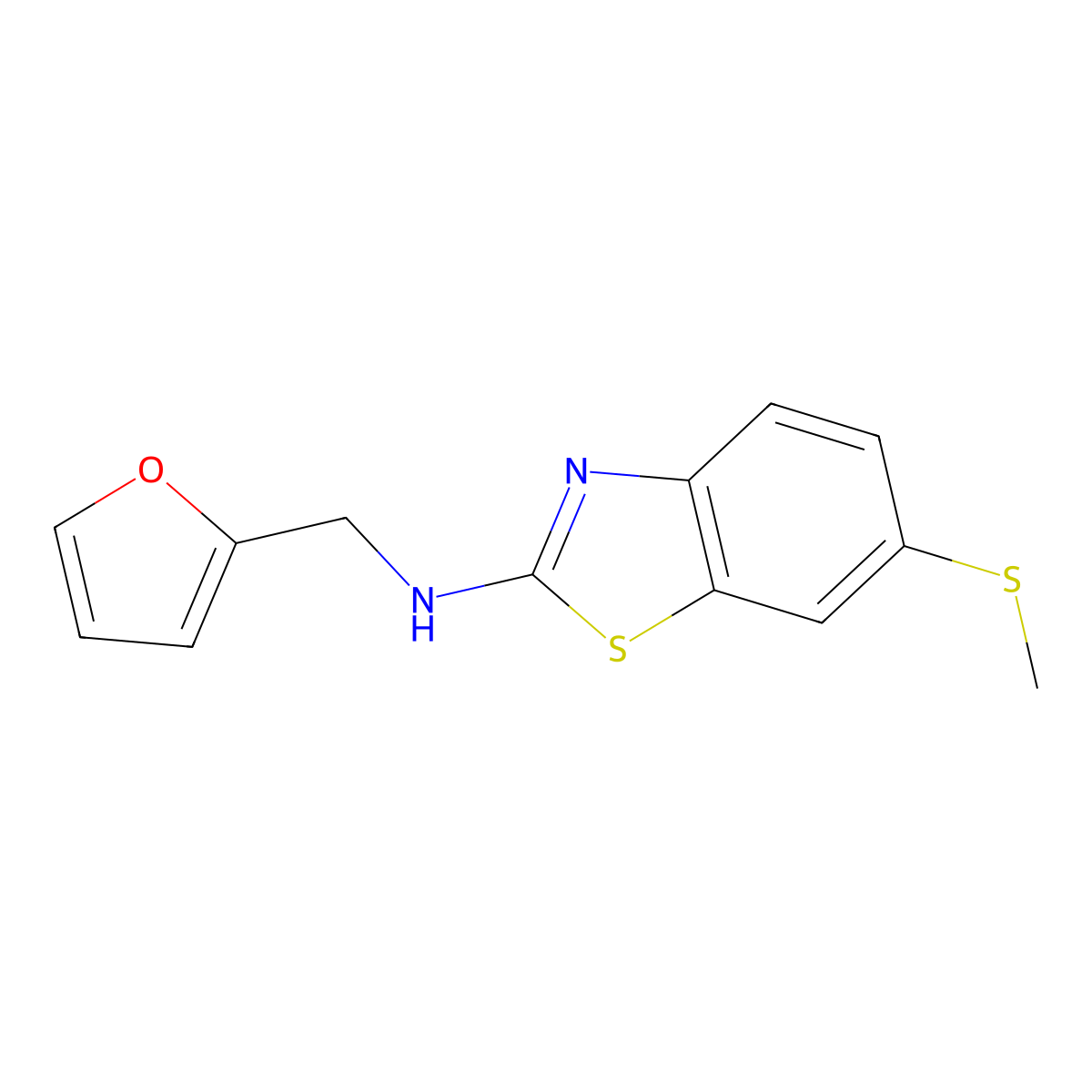 N-(2-furylmethyl)-6-(methylthio)-1,3-benzothiazol-2-amine molecular structure, CAS 1350989-16-0