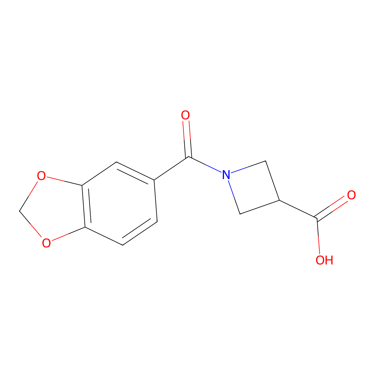 1-(1,3-Benzodioxol-5-ylcarbonyl)azetidine-3-carboxylic acid molecular structure, CAS 1350989-18-2