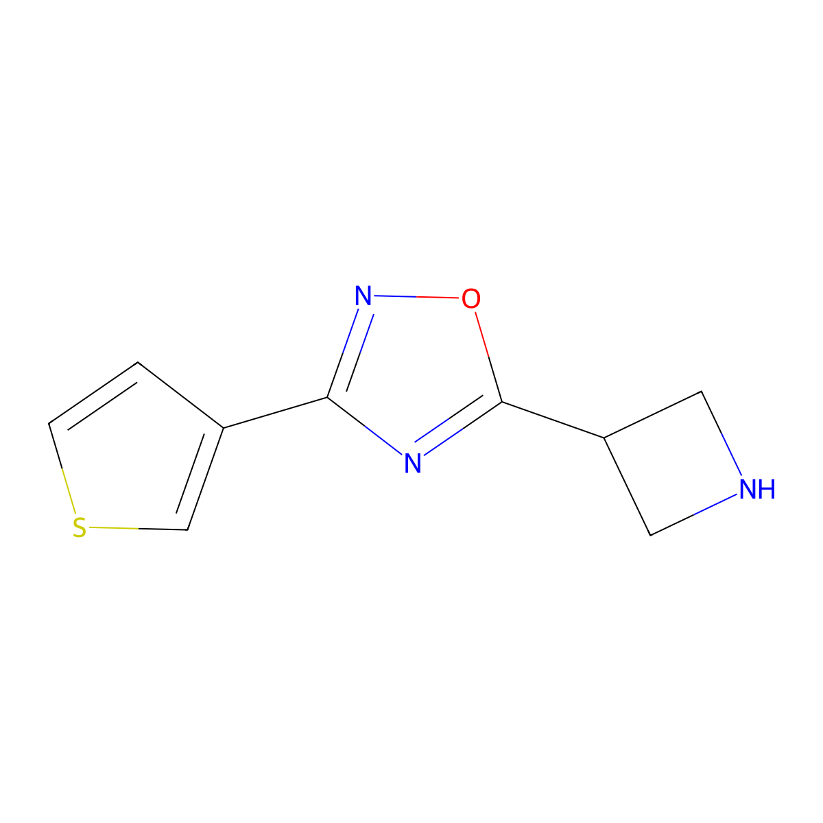 5-(Azetidin-3-yl)-3-(thiophen-3-yl)-1,2,4-oxadiazole molecular structure, CAS 1350989-19-3