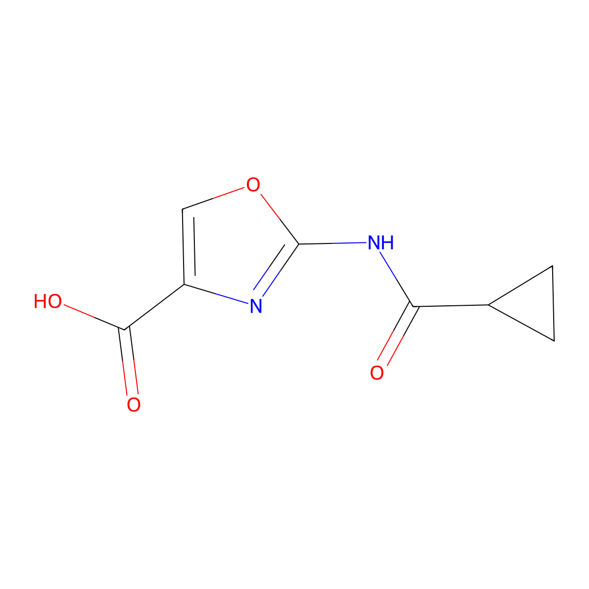 2-[(Cyclopropylcarbonyl)amino]-1,3-oxazole-4-carboxylic acid molecular structure, CAS 1350989-20-6