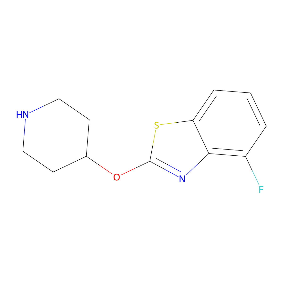 4-Fluoro-2-(piperidin-4-yloxy)-1,3-benzothiazole molecular structure, CAS 1350989-22-8