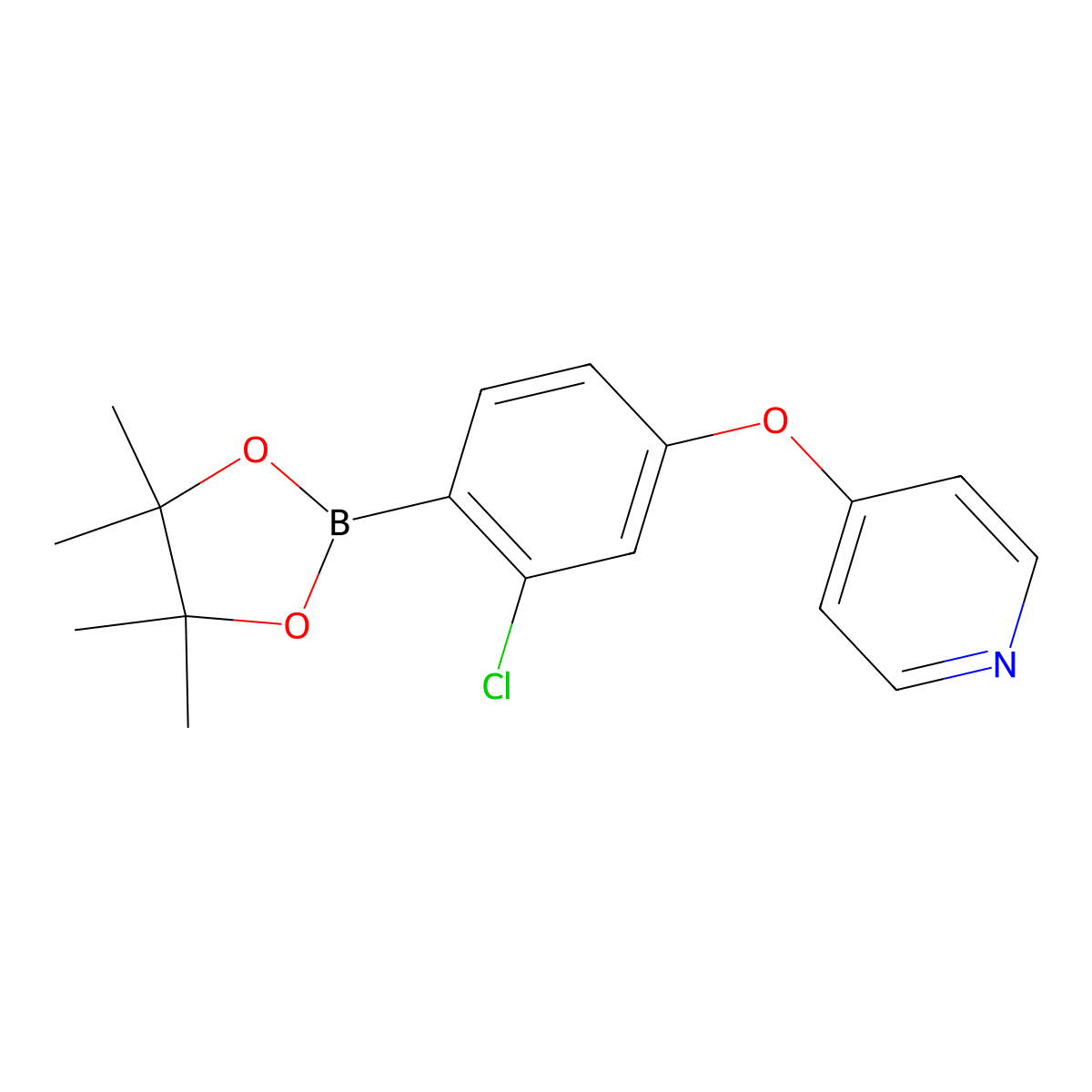 4-[3-Chloro-4-(4,4,5,5-tetramethyl-1,3,2-dioxaborolan-2-yl)phenoxy]pyridine molecular structure, CAS 1350989-37-5