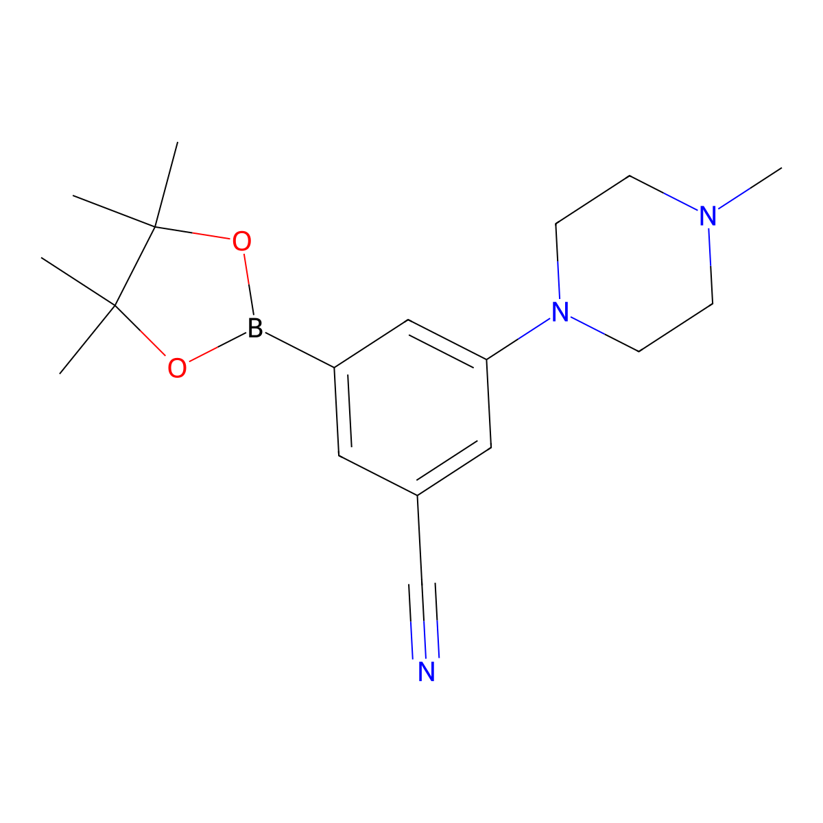 3-(4-Methylpiperazin-1-yl)-5-(4,4,5,5-tetramethyl-1,3,2-dioxaborolan-2-yl)benzonitrile molecular structure, CAS 1350989-41-1