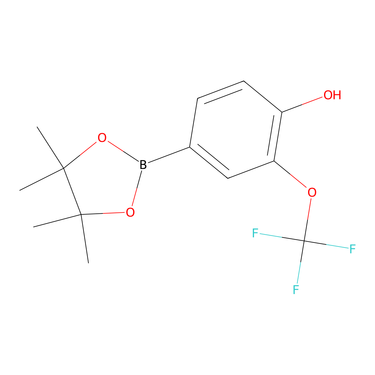4-(4,4,5,5-Tetramethyl-1,3,2-dioxaborolan-2-yl)-2-(trifluoromethoxy)phenol molecular structure, CAS 1350989-48-8