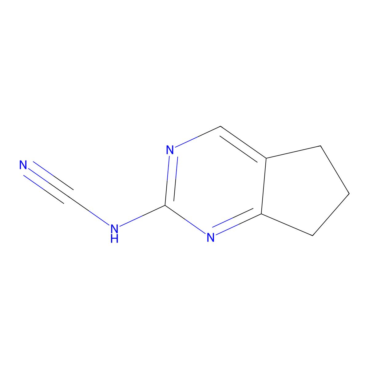 6,7-dihydro-5H-cyclopenta[d]pyrimidin-2-ylcyanamide molecular structure, CAS 1350996-49-4