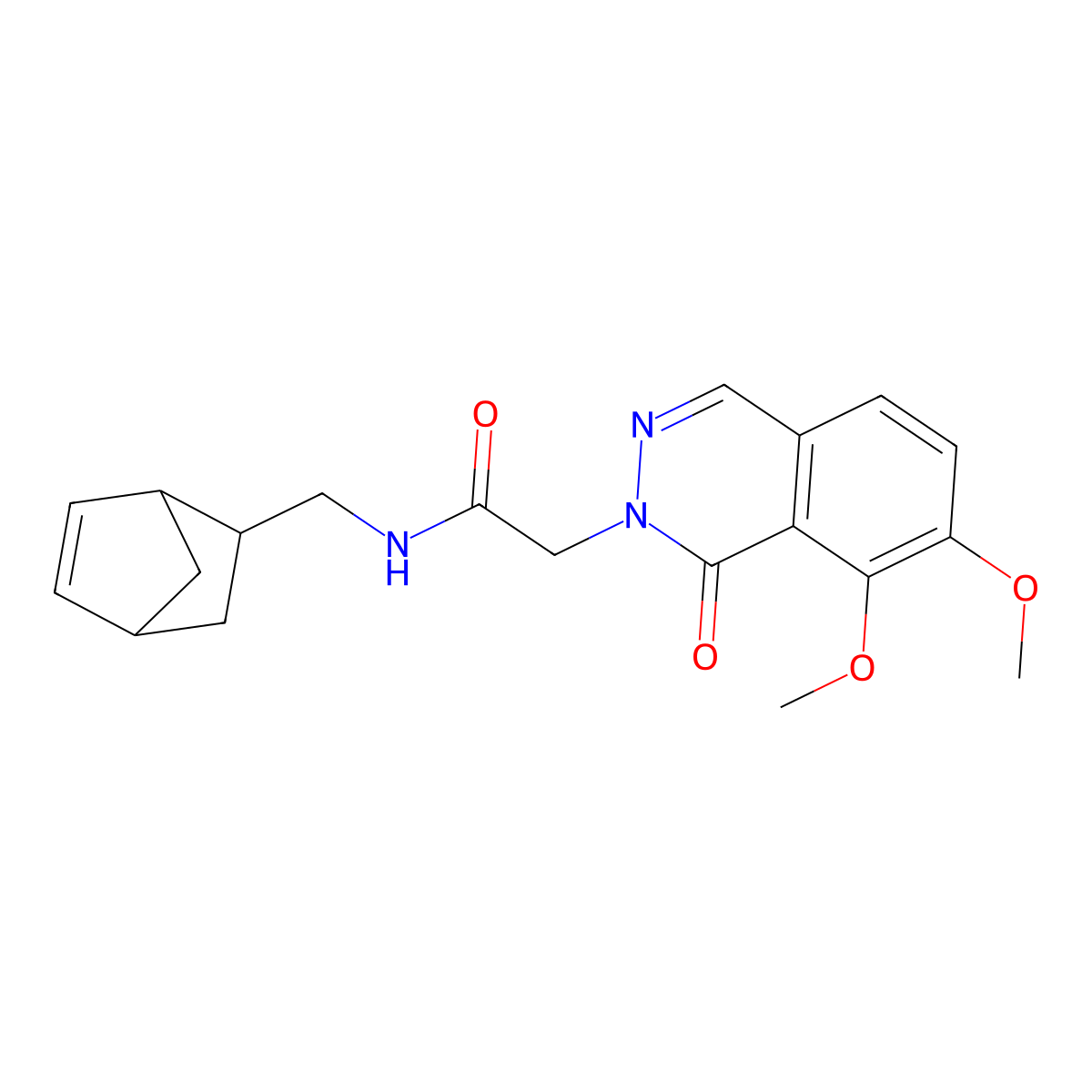 N-(bicyclo[2.2.1]hept-5-en-2-ylmethyl)-2-(7,8-dimethoxy-1-oxophthalazin-2(1H)-yl)acetamide molecular structure, CAS 1350997-19-1