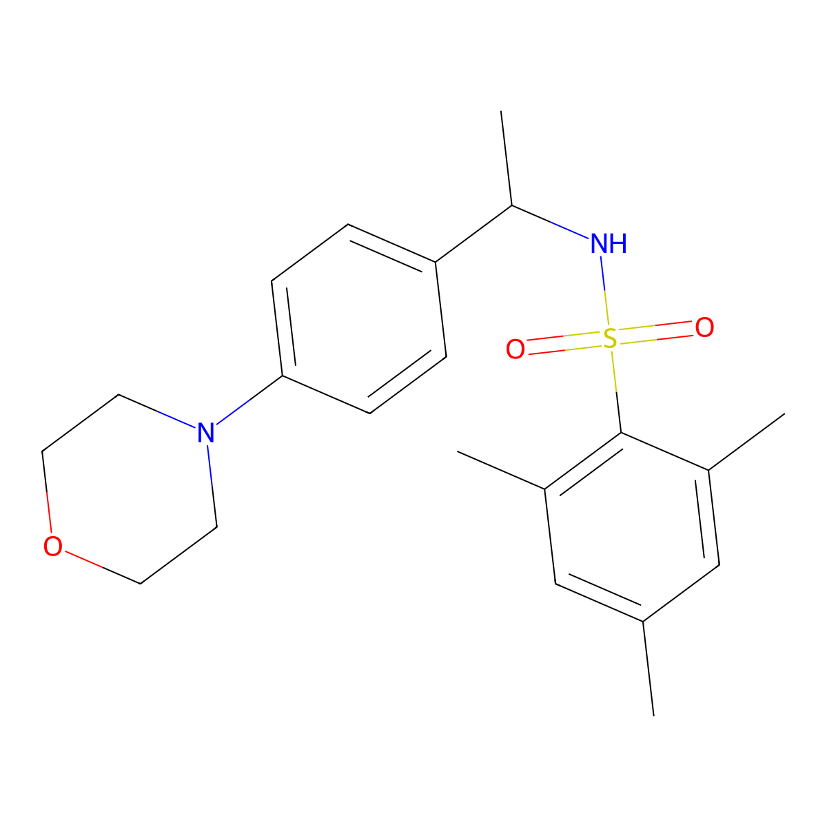 2,4,6-trimethyl-N-{1-[4-(morpholin-4-yl)phenyl]ethyl}benzenesulfonamide molecular structure, CAS 1350997-29-3