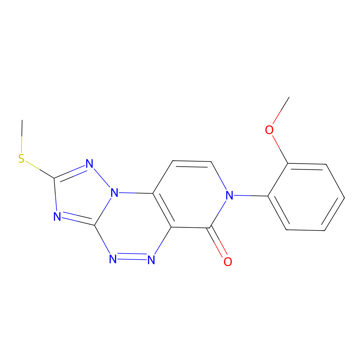7-(2-methoxyphenyl)-2-(methylsulfanyl)pyrido[4,3-e][1,2,4]triazolo[5,1-c][1,2,4]triazin-6(7H)-one molecular structure, CAS 1351000-92-4