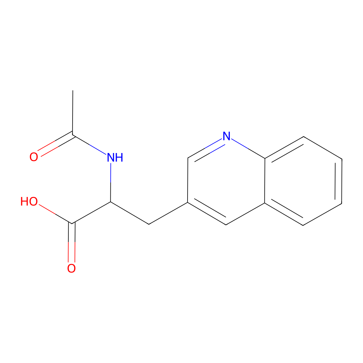(2S)-2-acetamido-3-(quinolin-3-yl)propanoic acid molecular structure, CAS 135101-18-7