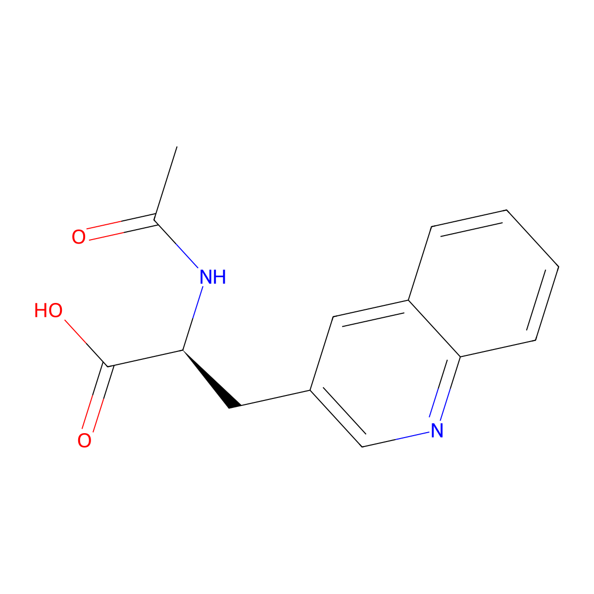 (2S)-2-acetamido-3-(quinolin-3-yl)propanoic acid molecular structure, CAS 135101-18-7
