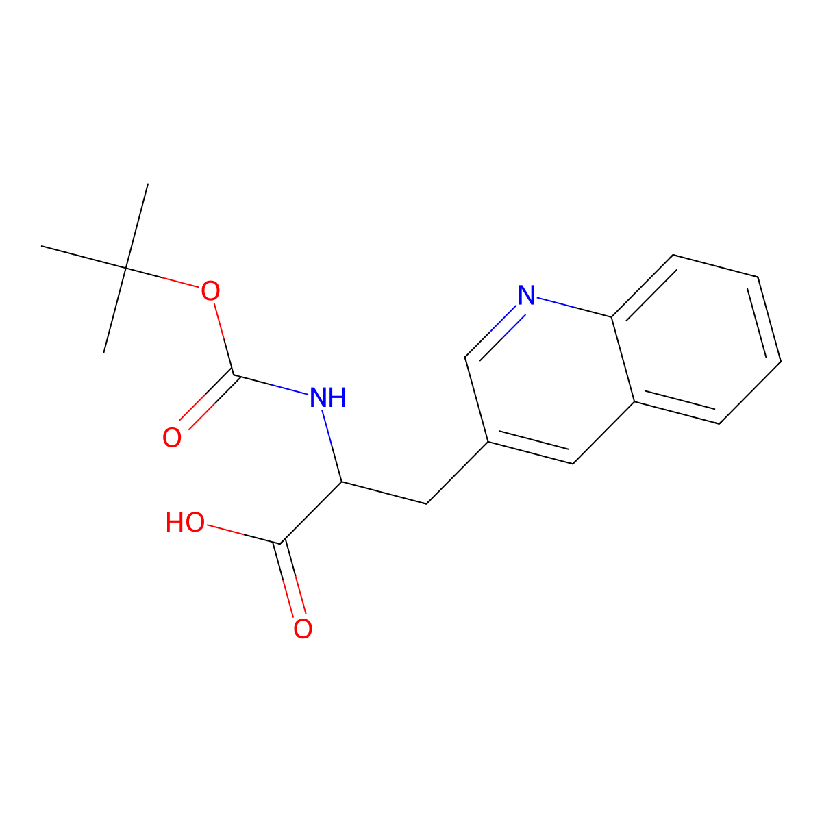 (2S)-2-{[(tert-butoxy)carbonyl]amino}-3-(quinolin-3-yl)propanoic acid molecular structure, CAS 135101-20-1