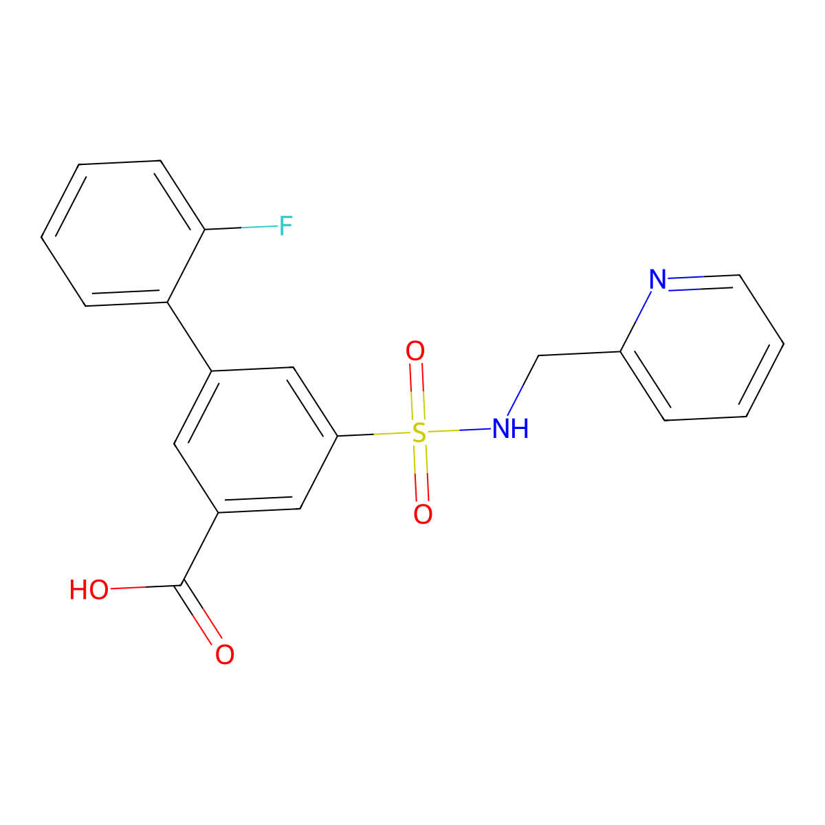 2'-Fluoro-5-{[(pyridin-2-yl)methyl]sulfamoyl}-[1,1'-biphenyl]-3-carboxylicacid molecular structure, CAS 1351052-54-4