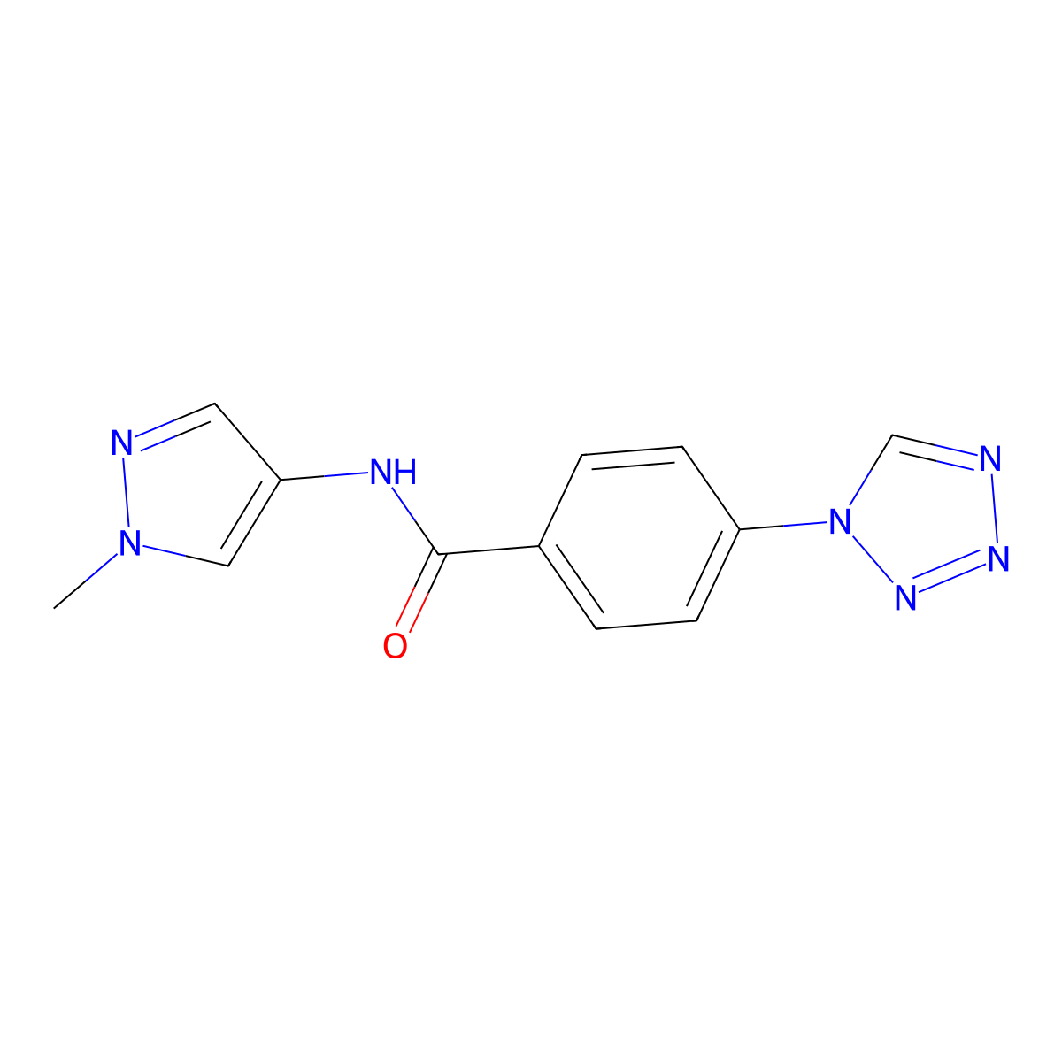 N-(1-methyl-1H-pyrazol-4-yl)-4-(1H-tetrazol-1-yl)benzamide molecular structure, CAS 1351054-35-7