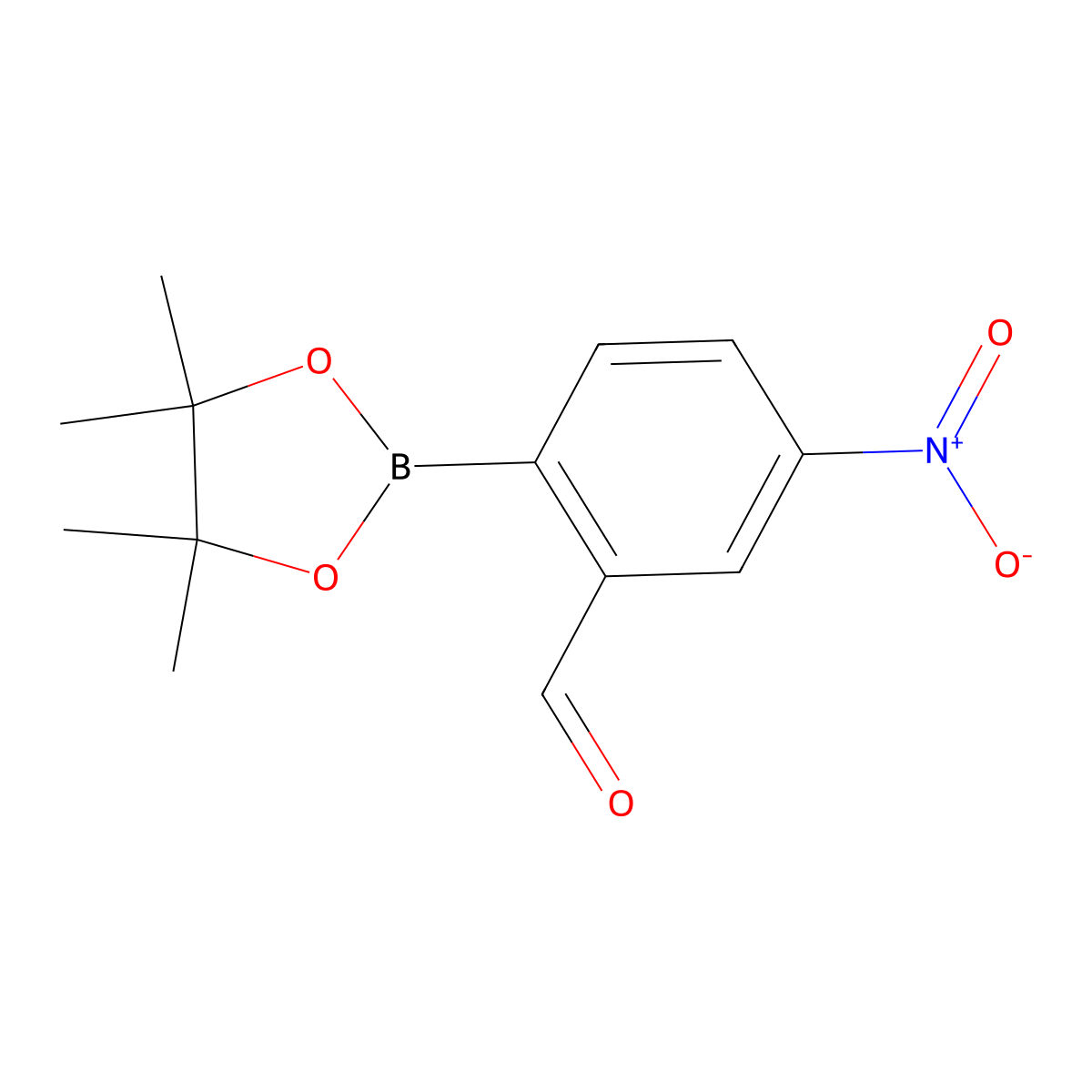 5-Nitro-2-(4,4,5,5-tetramethyl-1,3,2-dioxaborolan-2-yl)benzaldehyde molecular structure, CAS 1351054-91-5