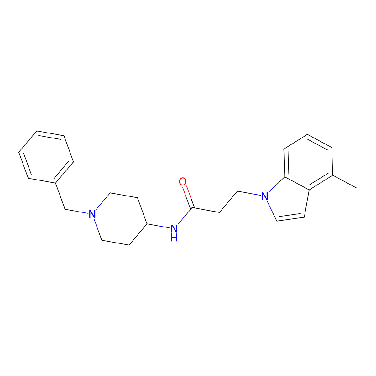 N-(1-benzylpiperidin-4-yl)-3-(4-methyl-1H-indol-1-yl)propanamide molecular structure, CAS 1351071-67-4