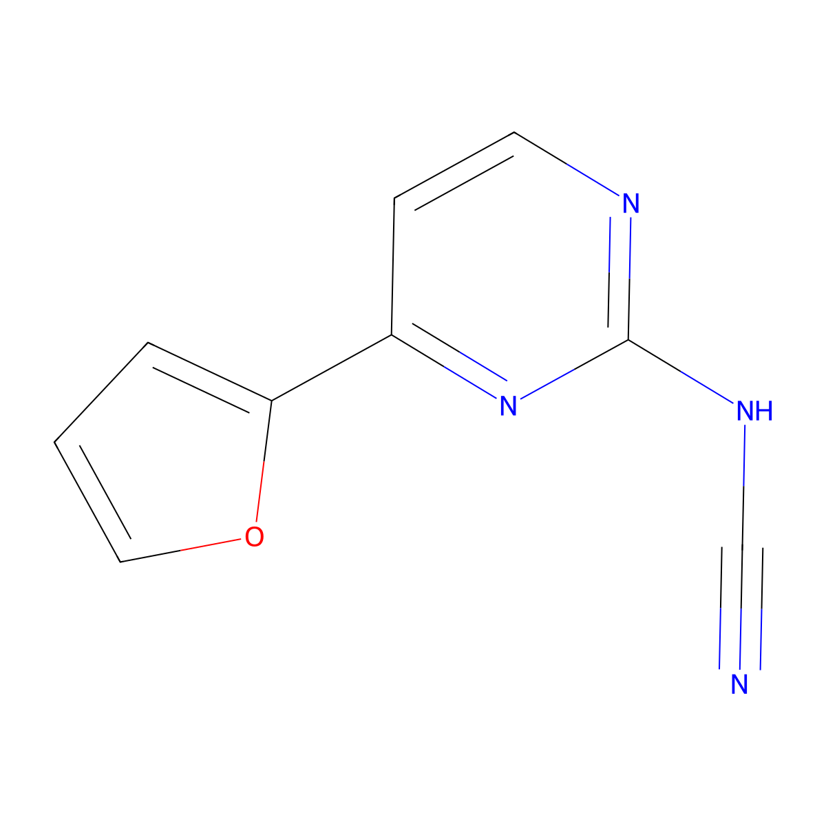 [4-(Furan-2-yl)pyrimidin-2-yl]cyanamide molecular structure, CAS 1351072-21-3