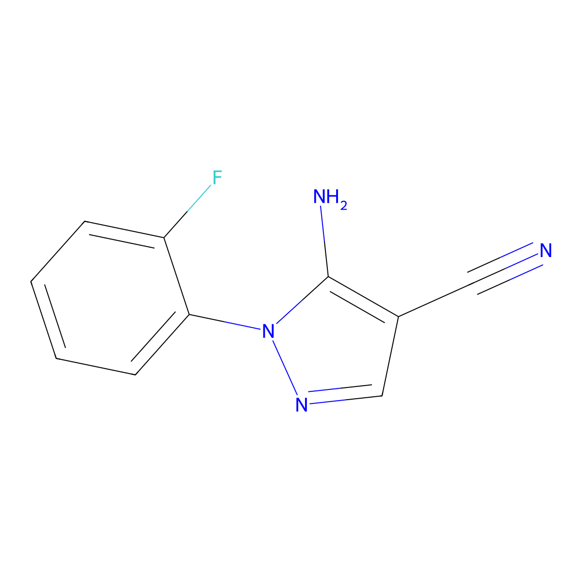 5-amino-1-(2-fluorophenyl)-1H-pyrazole-4-carbonitrile molecular structure, CAS 135108-48-4