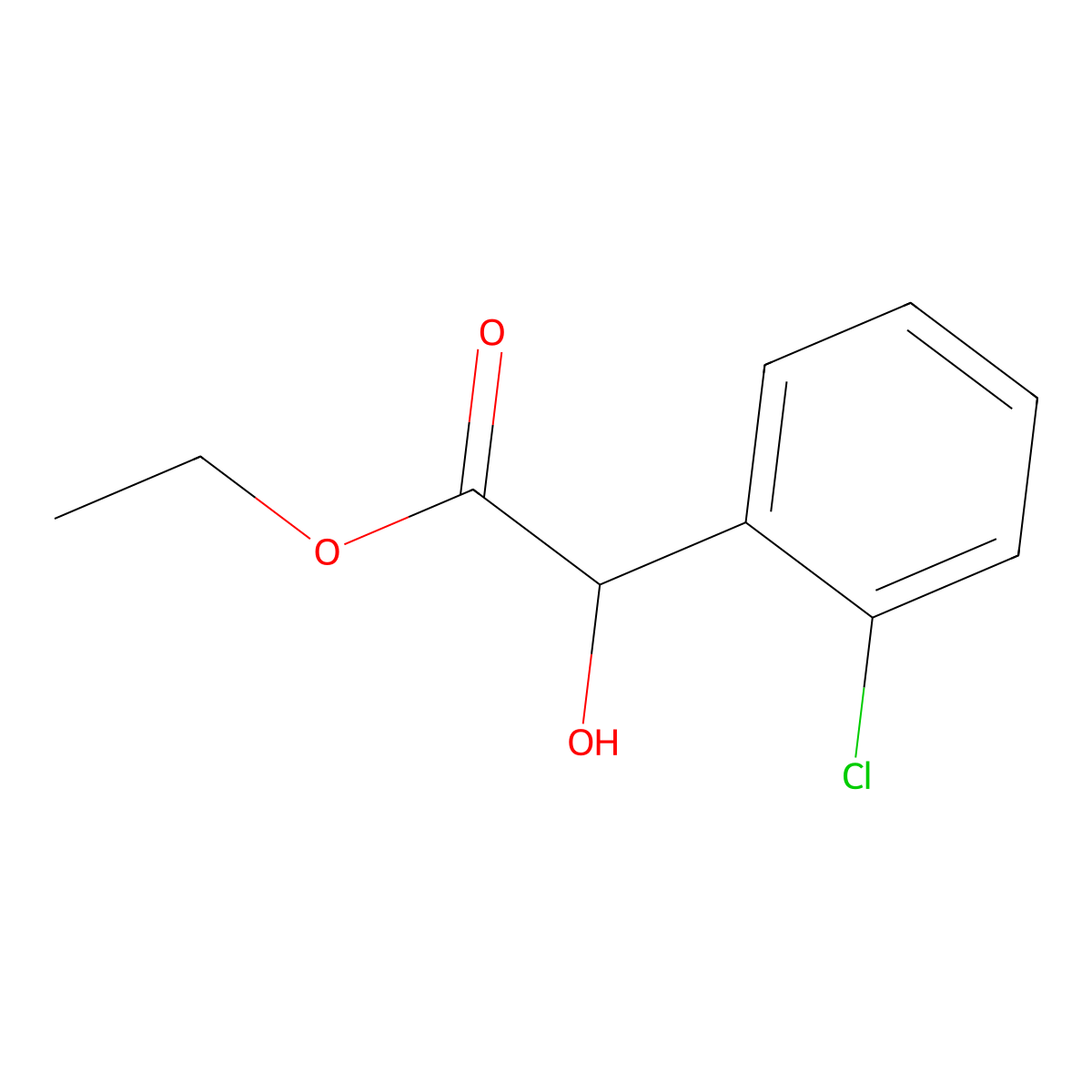 Ethyl 2-chloro-alpha-hydroxybenzeneacetate molecular structure, CAS 13511-30-3