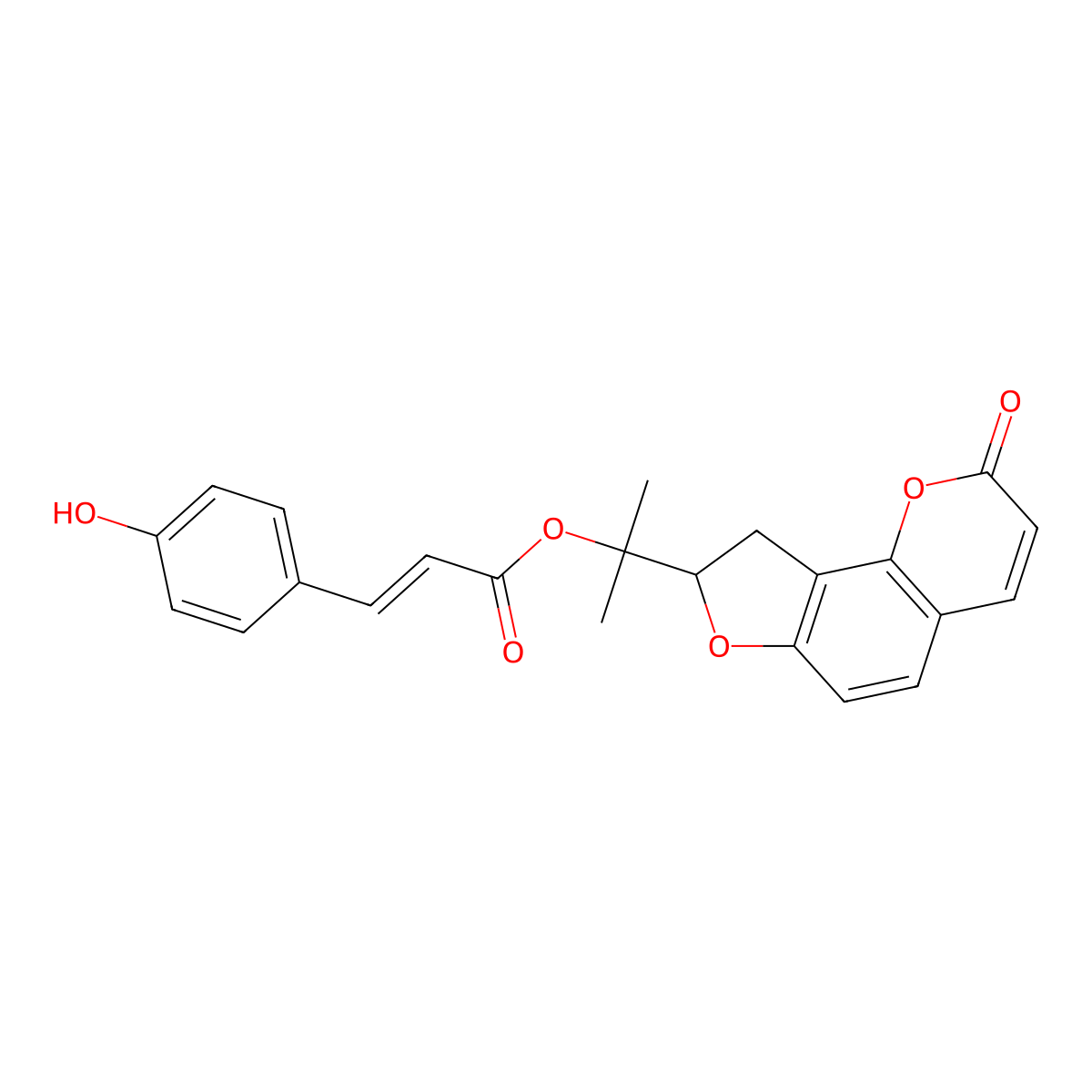 2-(2-Oxo-8,9-dihydro-2H-furo[2,3-h]chromen-8-yl)propan-2-yl (E)-3-(4-hydroxyphenyl)acrylate molecular structure, CAS 1351118-89-2