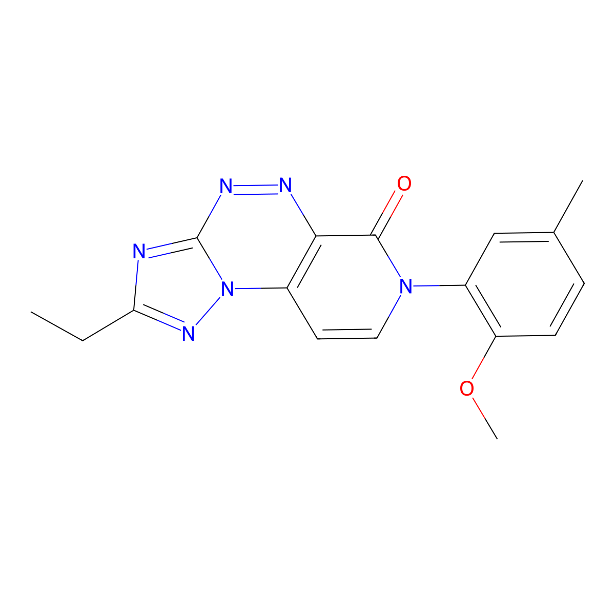 2-ethyl-7-(2-methoxy-5-methylphenyl)pyrido[4,3-e][1,2,4]triazolo[5,1-c][1,2,4]triazin-6(7H)-one molecular structure, CAS 1351122-05-8