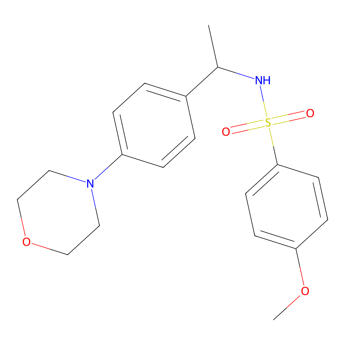 4-methoxy-N-{1-[4-(morpholin-4-yl)phenyl]ethyl}benzenesulfonamide molecular structure, CAS 1351134-41-2