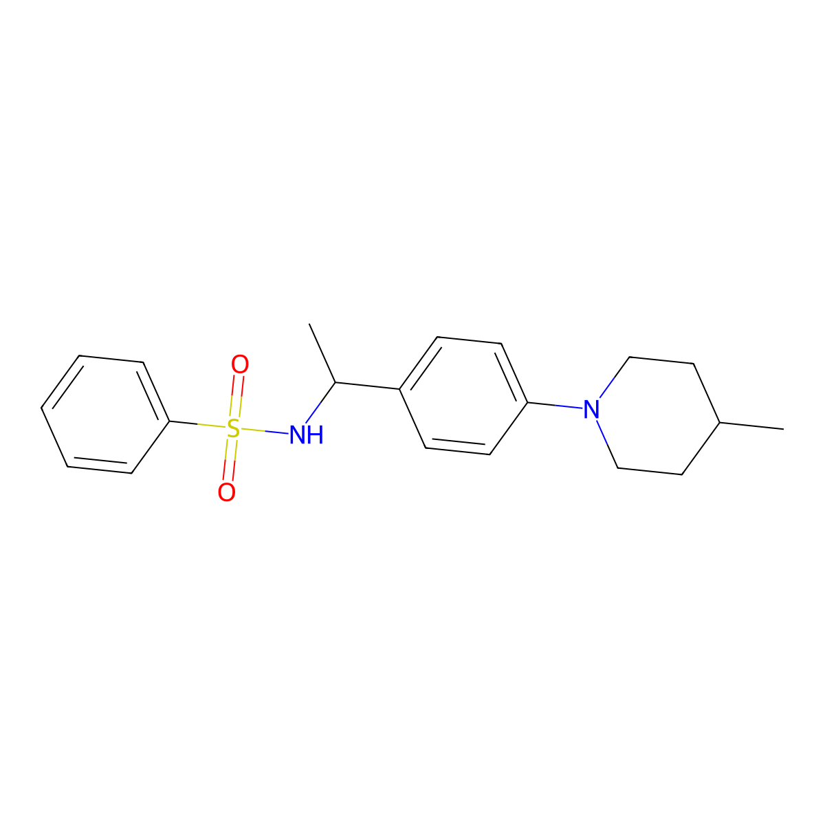 N-[1-[4-(4-methylpiperidin-1-yl)phenyl]ethyl]benzenesulfonamide molecular structure, CAS 1351135-39-1