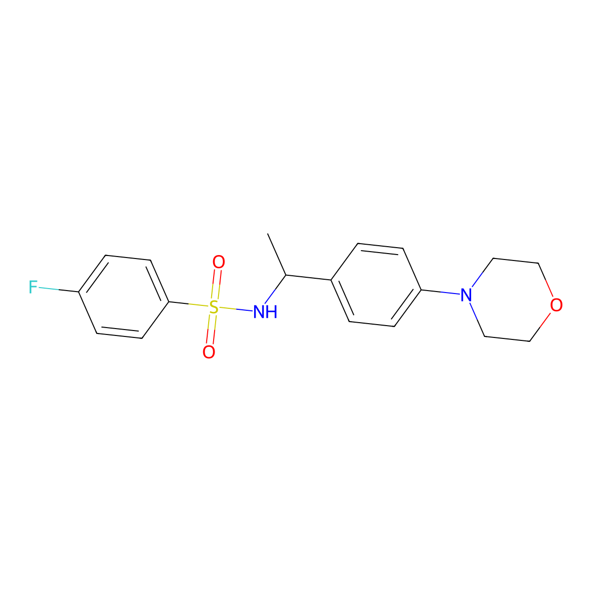 4-fluoro-N-{1-[4-(morpholin-4-yl)phenyl]ethyl}benzenesulfonamide molecular structure, CAS 1351147-75-5