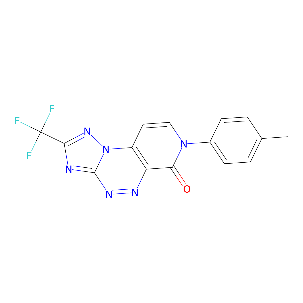 7-(p-tolyl)-2-(trifluoromethyl)pyrido[4,3-e][1,2,4]triazolo[5,1-c][1,2,4]triazin-6(7H)-one molecular structure, CAS 1351148-21-4