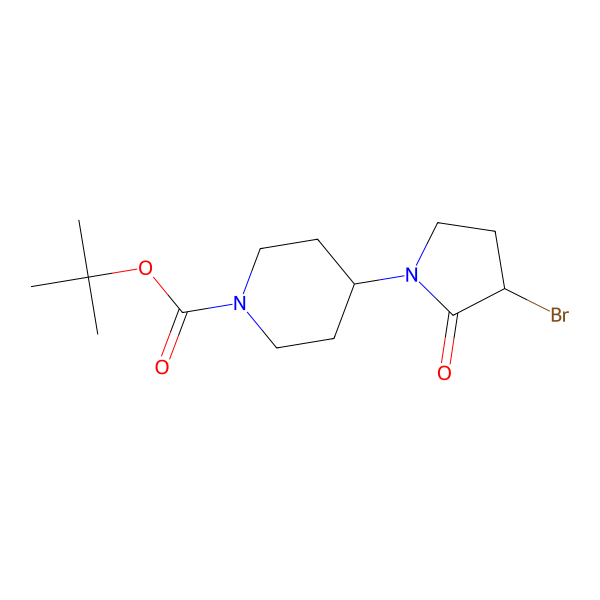 Tert-butyl 4-(3-bromo-2-oxopyrrolidin-1-yl)piperidine-1-carboxylate molecular structure, CAS 1351168-97-2