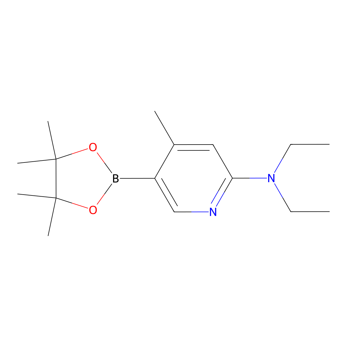 n,n-Diethyl-4-methyl-5-(4,4,5,5-tetramethyl-1,3,2-dioxaborolan-2-yl)pyridin-2-amine molecular structure, CAS 1351206-51-3