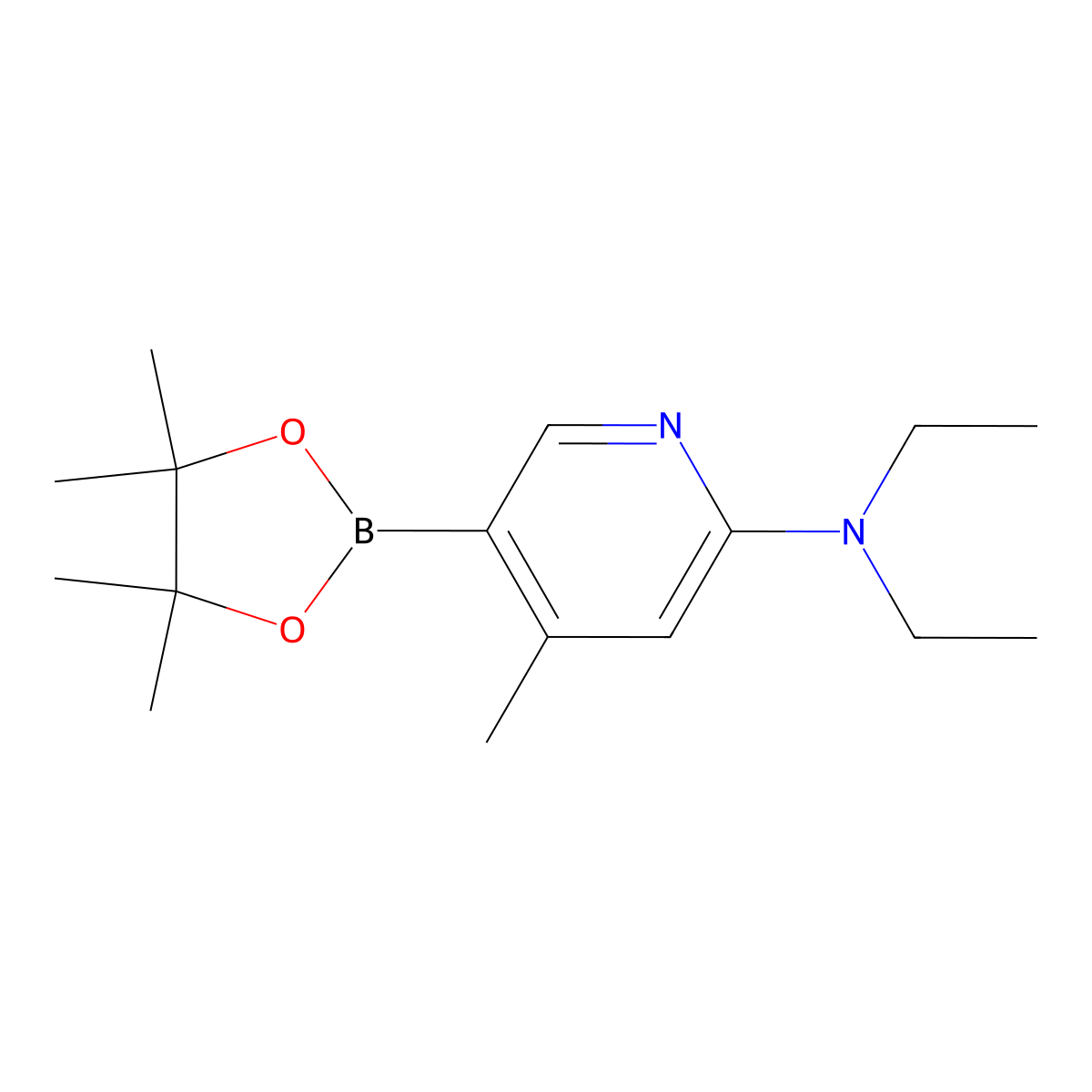 n,n-Diethyl-4-methyl-5-(4,4,5,5-tetramethyl-1,3,2-dioxaborolan-2-yl)pyridin-2-amine molecular structure, CAS 1351206-51-3