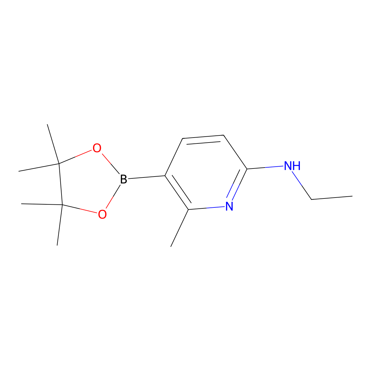 N-ethyl-6-Methyl-5-(4,4,5,5-tetraMethyl-1,3,2-dioxaborolan-2-yl)pyridin-2-aMine molecular structure, CAS 1351206-53-5