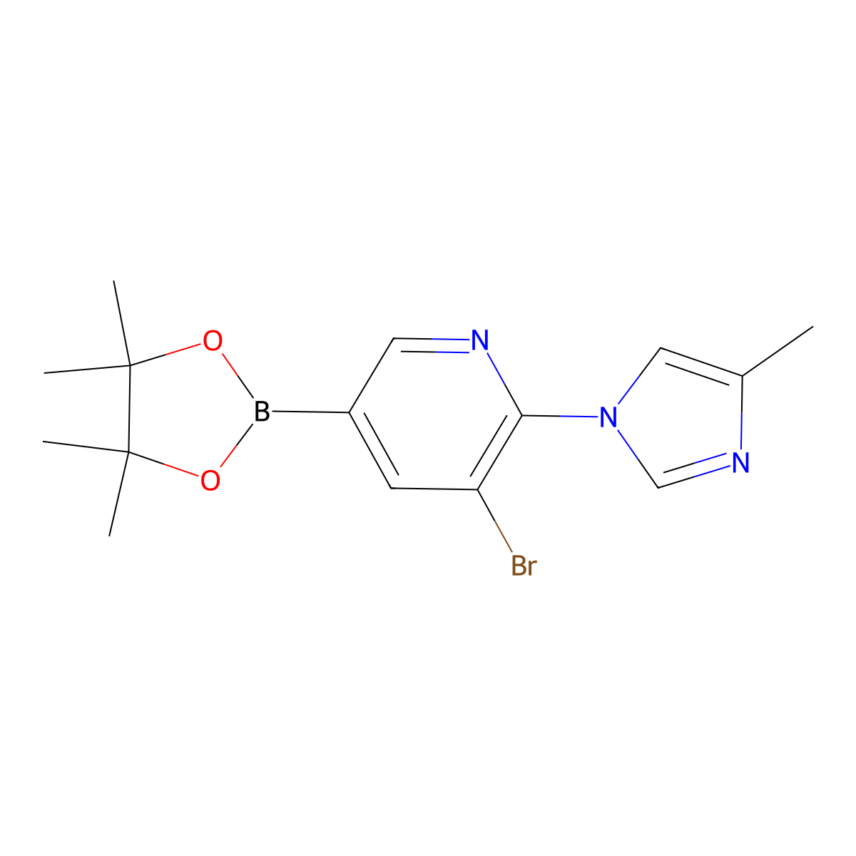 5-Bromo-6-(4-methylimidazol-1-yl)pyridine-3-boronic acid pinacol ester molecular structure, CAS 1351231-47-4