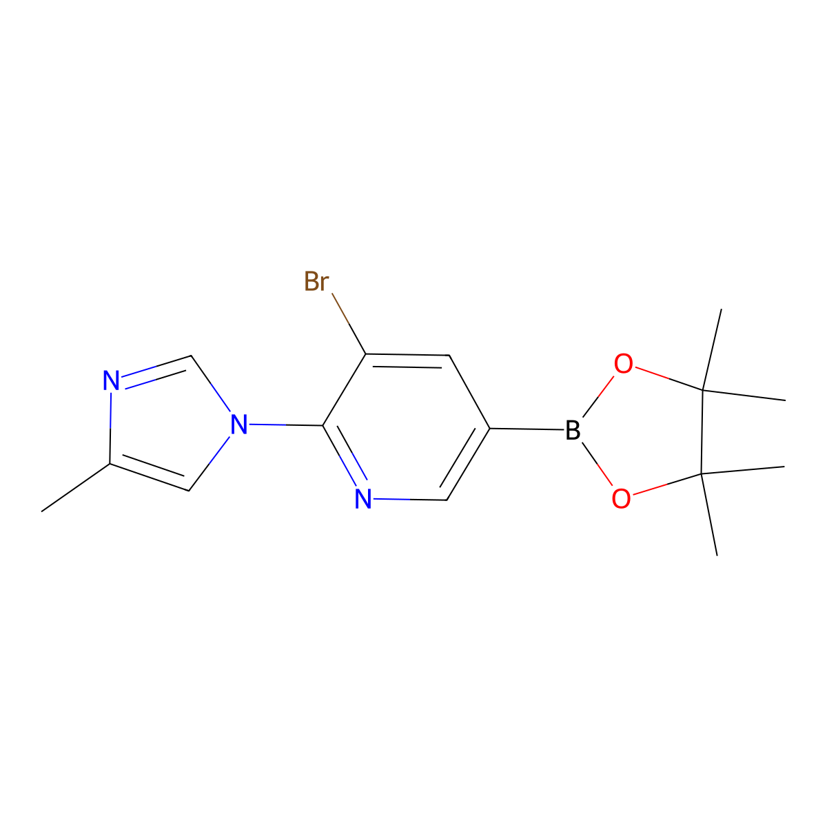 5-Bromo-6-(4-methylimidazol-1-yl)pyridine-3-boronic acid pinacol ester molecular structure, CAS 1351231-47-4