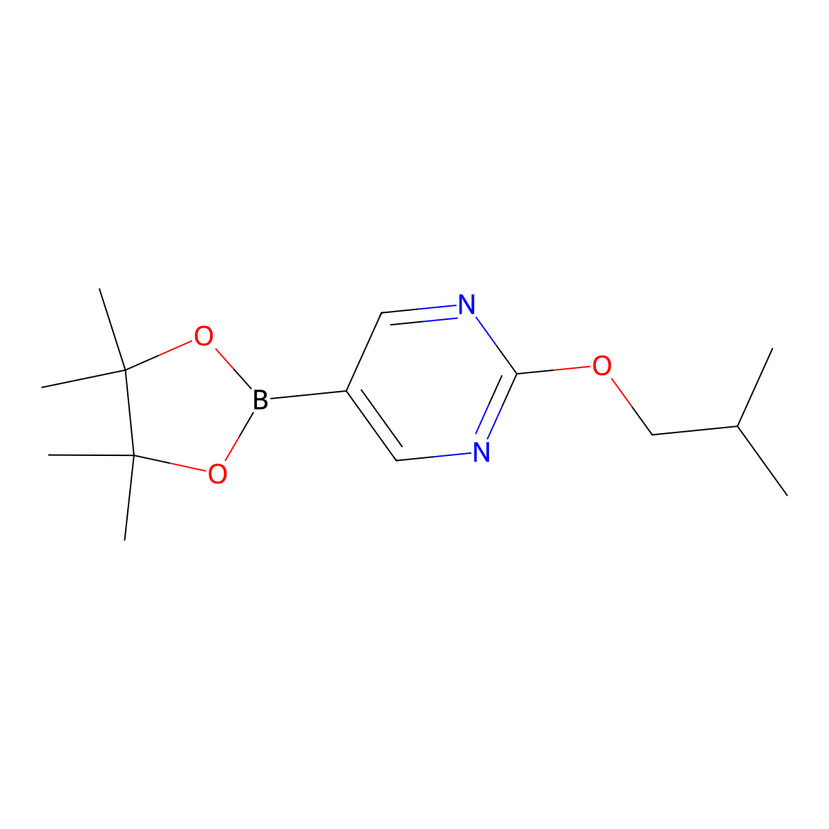 2-Isobutoxy-5-(4,4,5,5-tetramethyl-1,3,2-dioxaborolan-2-yl)pyrimidine molecular structure, CAS 1351231-78-1