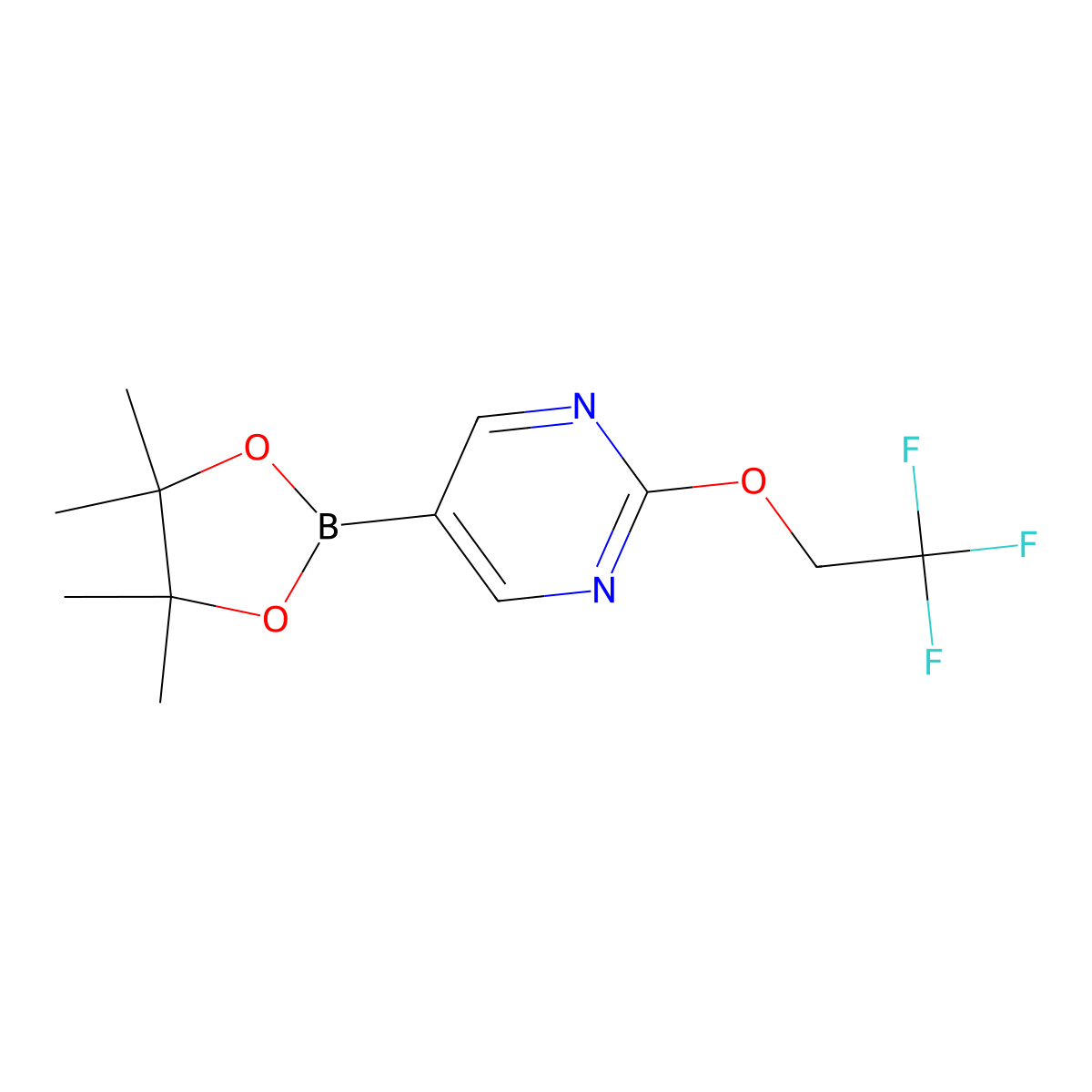 5-(4,4,5,5-Tetramethyl-1,3,2-dioxaborolan-2-yl)-2-(2,2,2-trifluoroethoxy)pyrimidine molecular structure, CAS 1351234-12-2