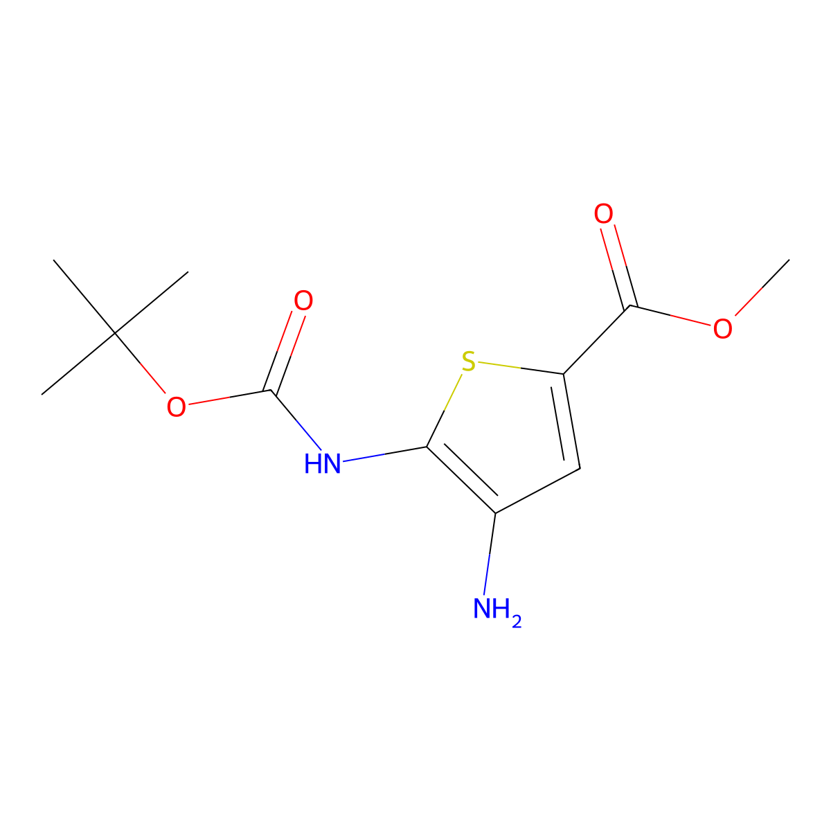 Methyl 4-amino-5-(tert-butoxycarbonylamino)thiophene-2-carboxylate molecular structure, CAS 1351238-60-2