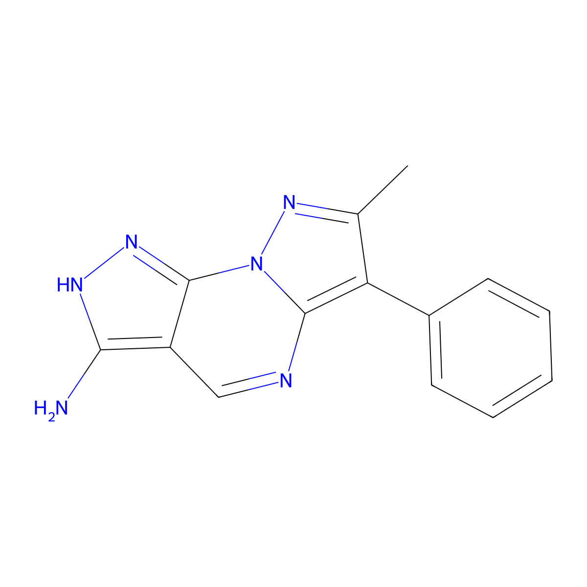 7-methyl-6-phenyl-2H-dipyrazolo[1,5-a:4',3'-e]pyrimidin-3-amine molecular structure, CAS 1351242-07-3