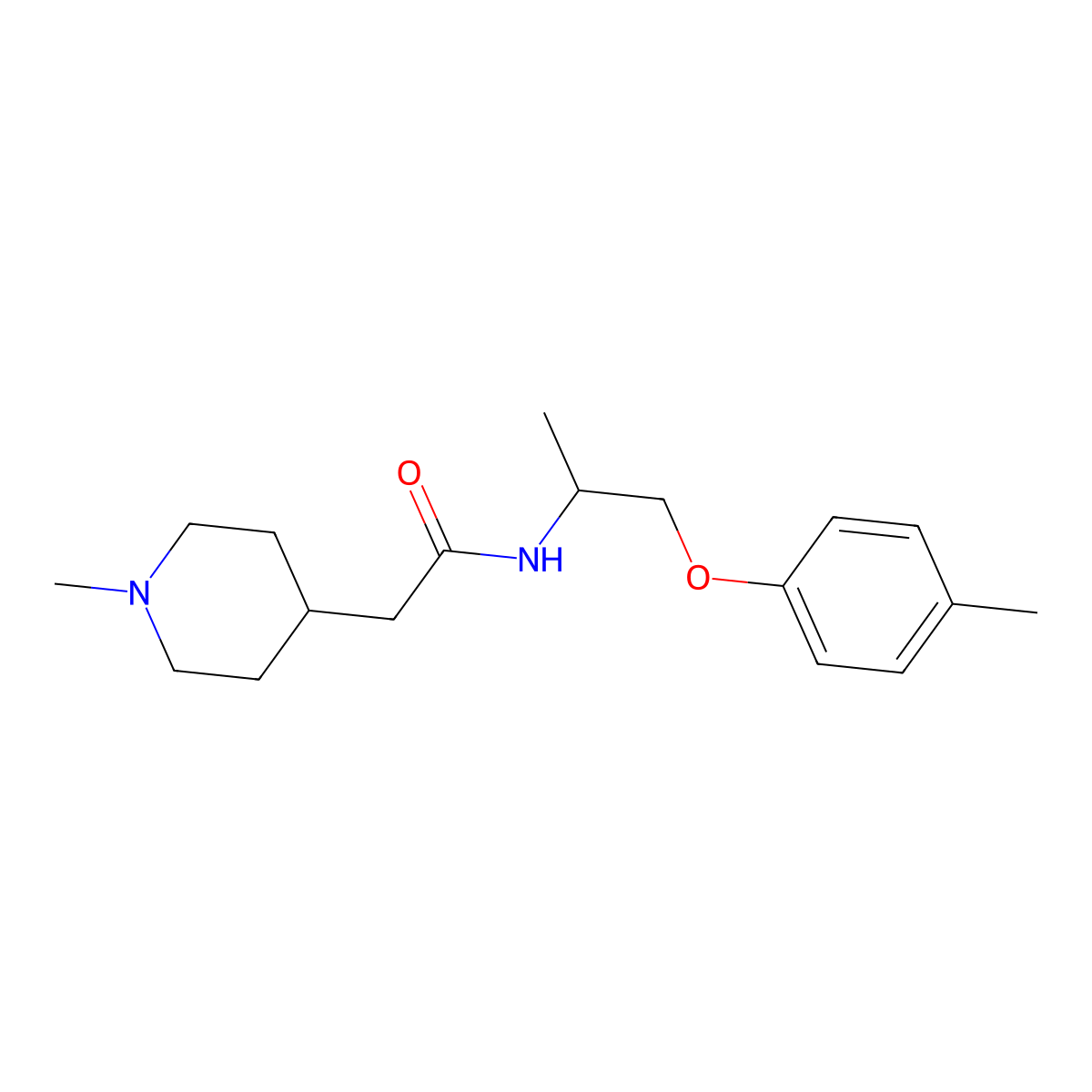 N-[1-(4-methylphenoxy)propan-2-yl]-2-(1-methylpiperidin-4-yl)acetamide molecular structure, CAS 1351244-20-6