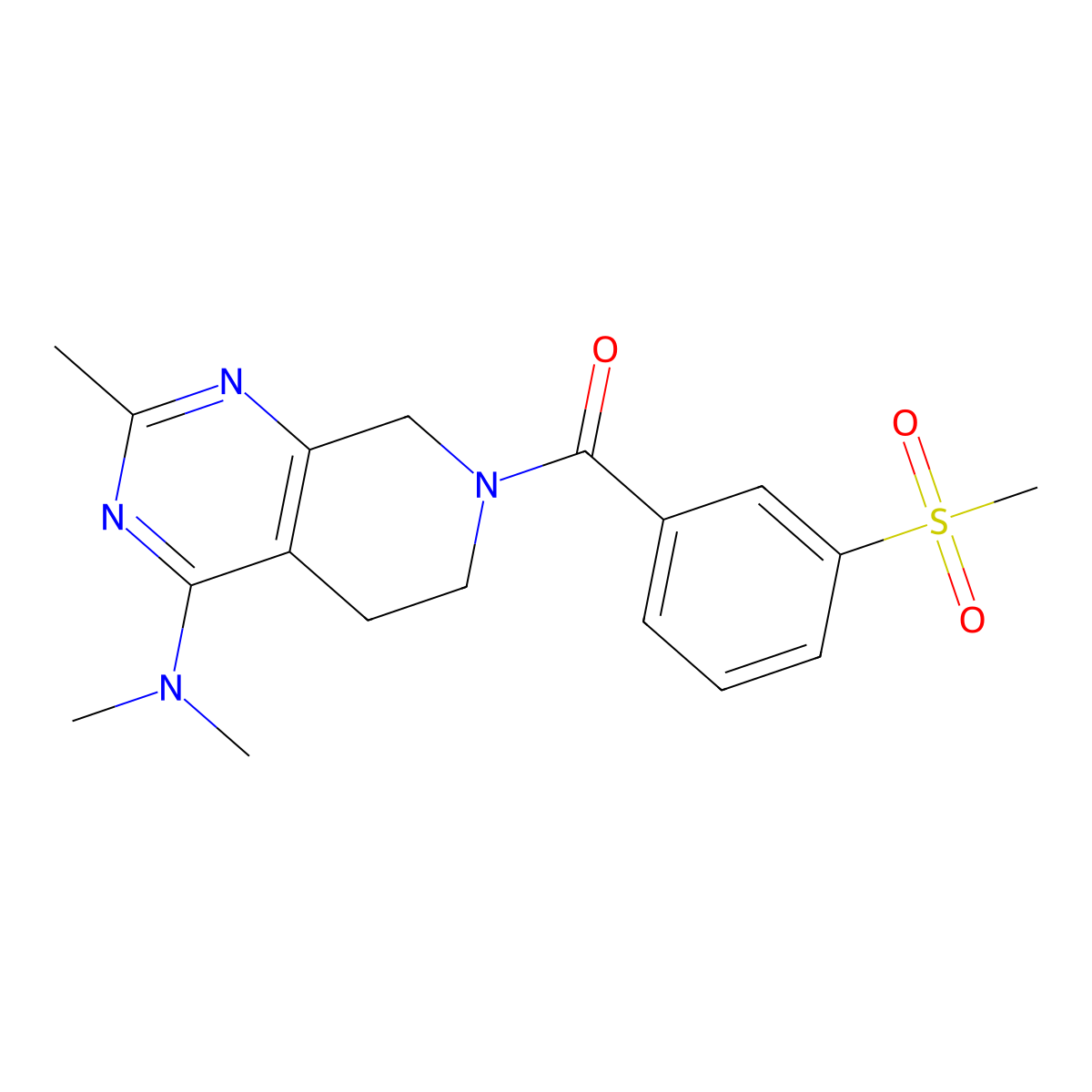 Methanone, [4-(dimethylamino)-5,8-dihydro-2-methylpyrido[3,4-d]pyrimidin-7(6H)-yl][3-(methylsulfonyl)phenyl]- molecular structure, CAS 1351249-68-7