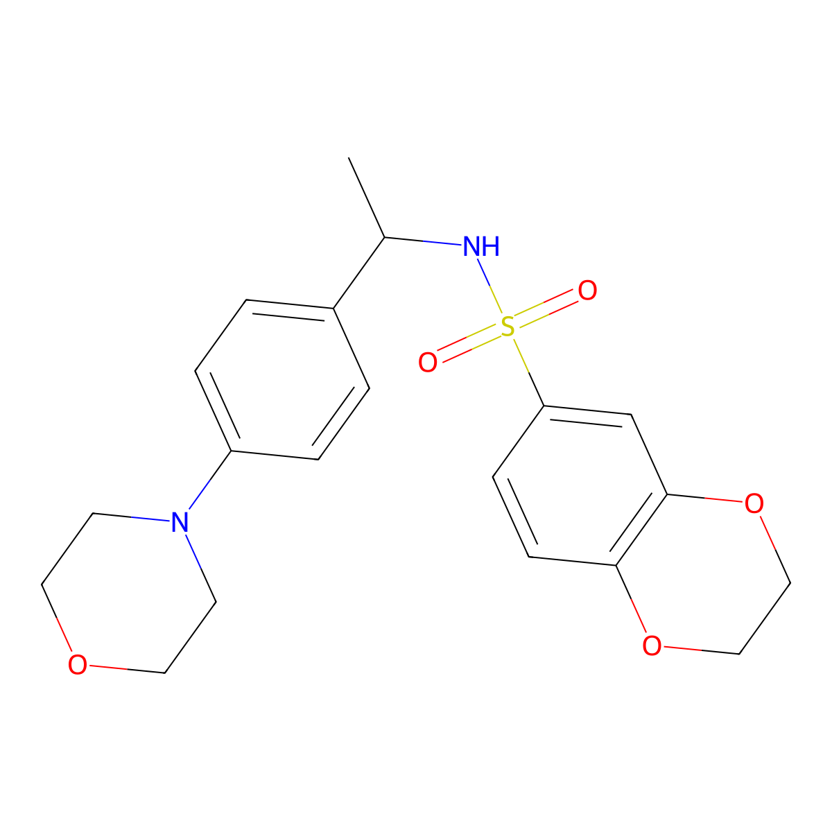 N-{1-[4-(morpholin-4-yl)phenyl]ethyl}-2,3-dihydro-1,4-benzodioxine-6-sulfonamide molecular structure, CAS 1351253-79-6
