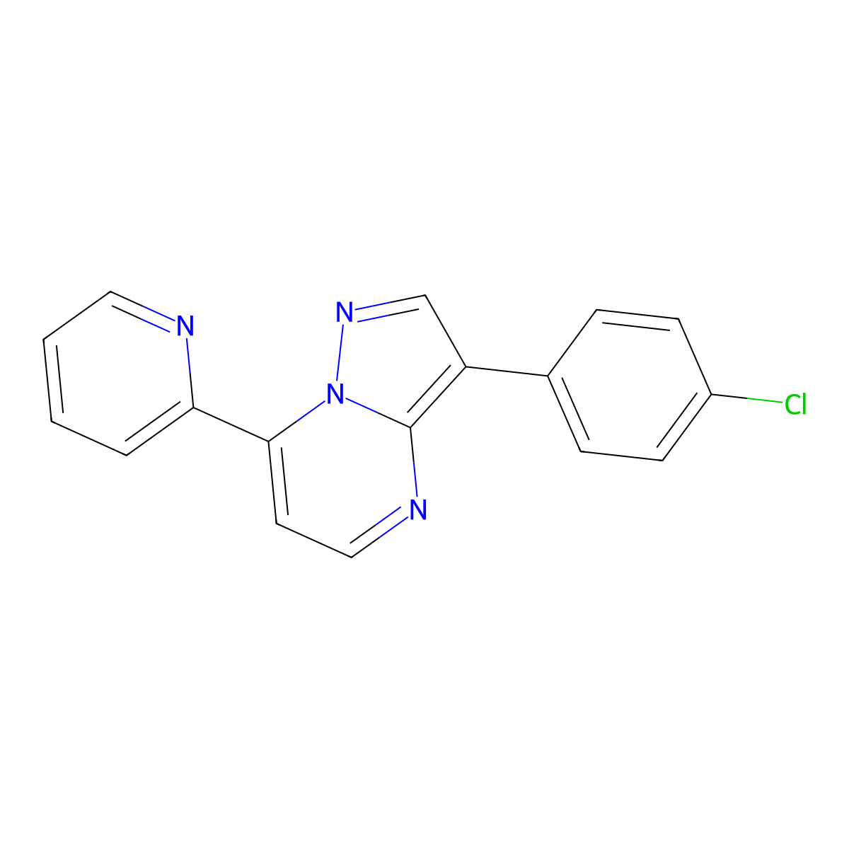 3-(4-Chlorophenyl)-7-(pyridin-2-yl)pyrazolo[1,5-a]pyrimidine molecular structure, CAS 1351254-34-6