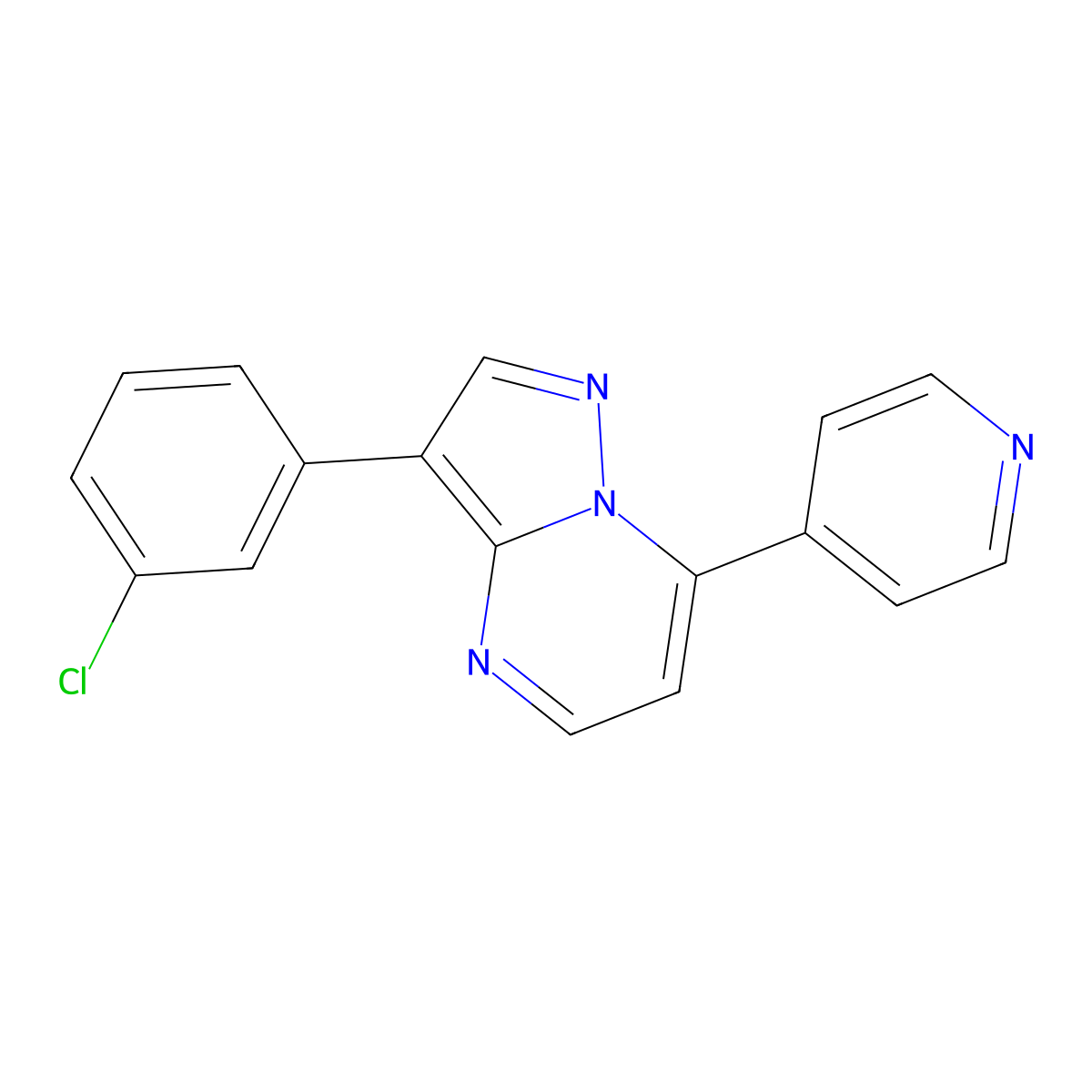3-(3-Chlorophenyl)-7-(pyridin-4-yl)pyrazolo[1,5-a]pyrimidine molecular structure, CAS 1351256-20-6