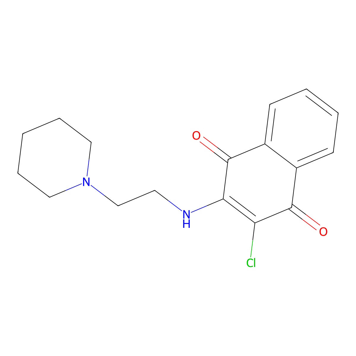 2-Chloro-3-[(2-piperidinoethyl)amino]naphthoquinone molecular structure, CAS 135127-51-4