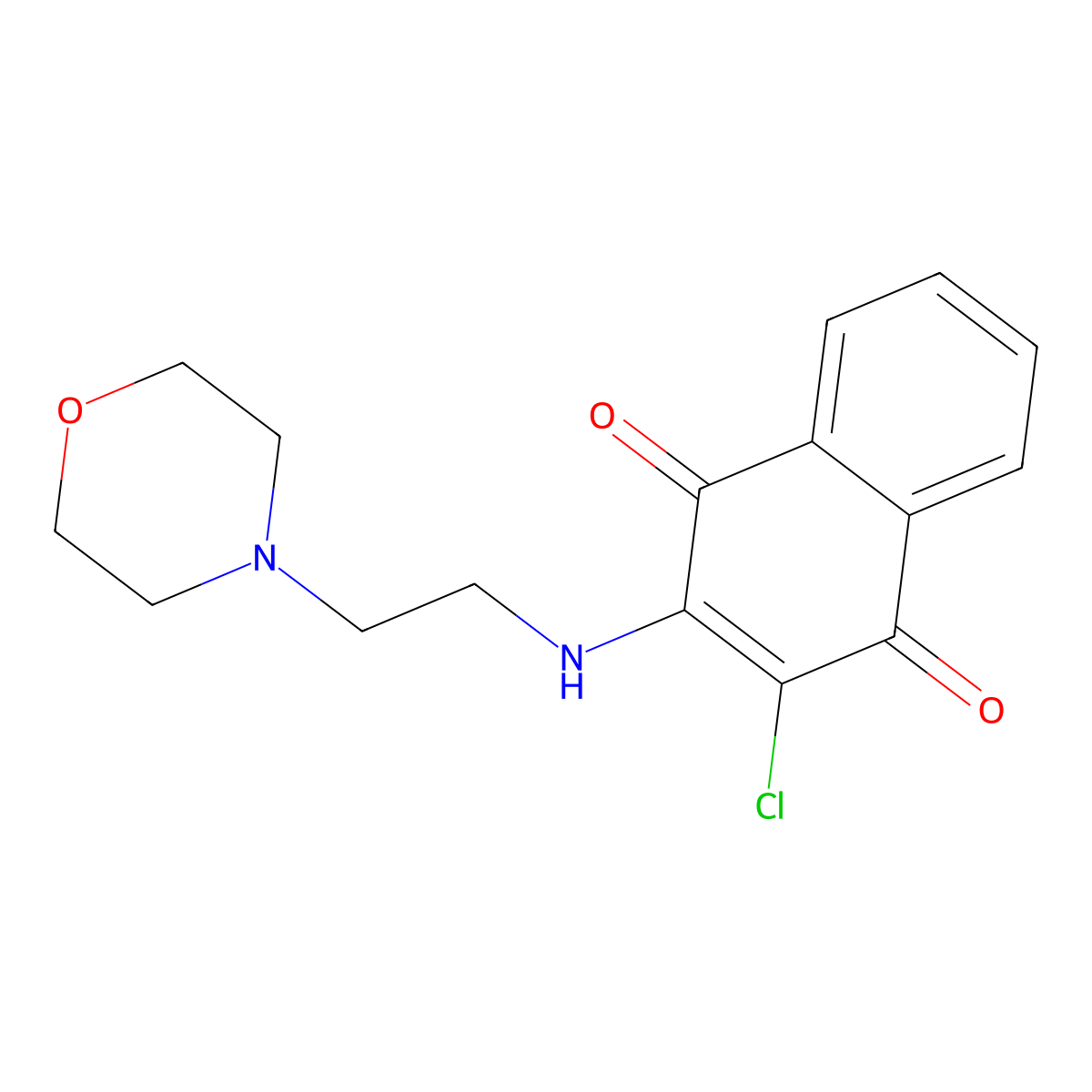2-Chloro-3-[(2-morpholinoethyl)amino]naphthoquinone molecular structure, CAS 135127-52-5