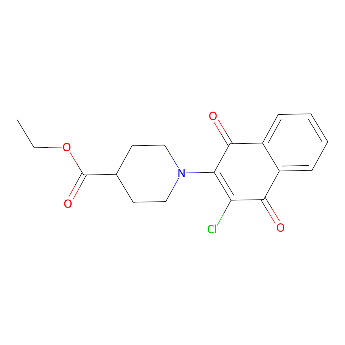 Ethyl 1-(3-chloro-1,4-dioxo-1,4-dihydronaphthalen-2-yl)piperidine-4-carboxylate molecular structure, CAS 135127-54-7