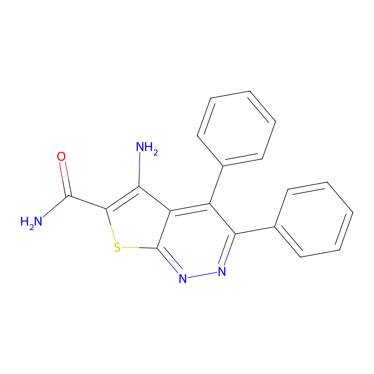 5-Amino-3,4-diphenylthieno[2,3-c]pyridazine-6-carboxamide molecular structure, CAS 135127-78-5